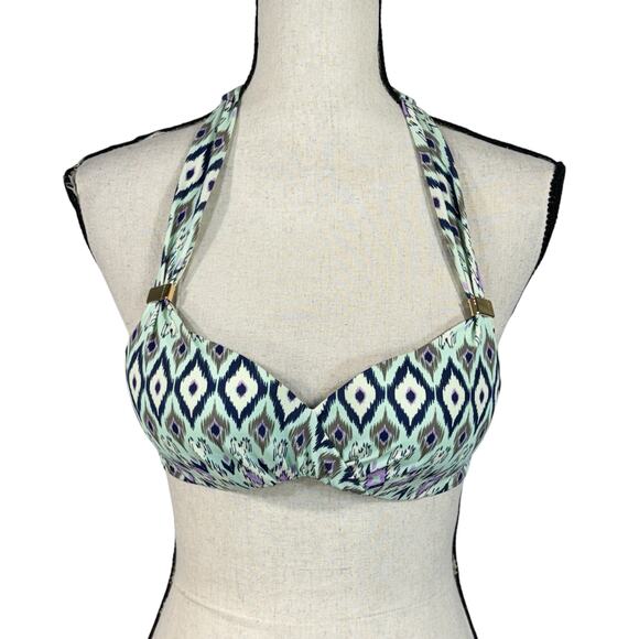 Victoria’s Secret SZ 32A Bikini Swim Top Ikat Molded Padded Cup Tie Halter Multi - Picture 1 of 8